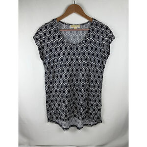 Women's Michael Kors Geometric Print Top Navy/White Size M